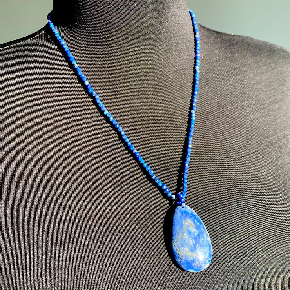 NWT - Lapis Lazuli Pendant with Beaded Necklace